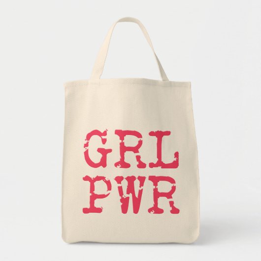 GRLPWR (Girl Power) - Fun Hot Pink Typografie Tote Bag (Voorkant)