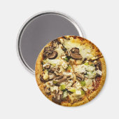 Groat Pepers en Champignon Pizza Eten Magneet (Voorkant / Achterkant)