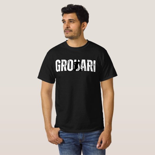 Grobari Grobar Met de schep Zwart-witte Partizan  T-shirt (Voorkant volledig)