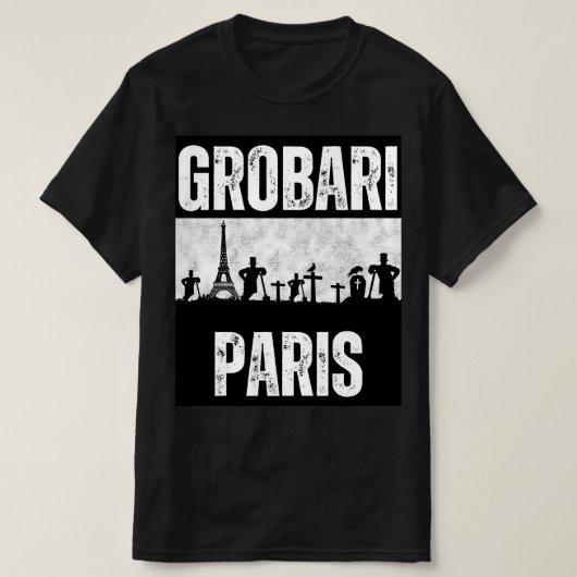 Grobari Parijs Eiffeltoren en Begraafplaats T-shirt (Design voorkant)