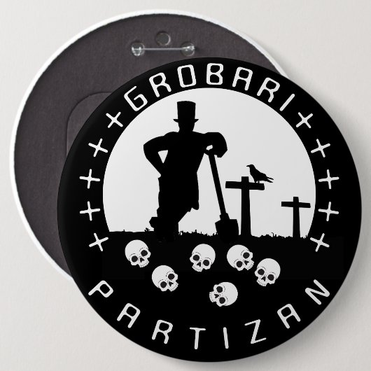 Grobari Partizan Lobanje  Ronde Button 6,0 Cm (Voorkant /achterkant)
