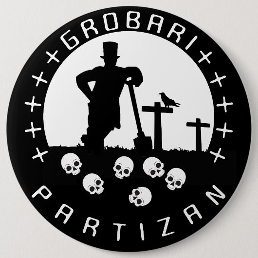 Grobari Partizan Lobanje  Ronde Button 6,0 Cm (Voorkant)