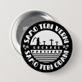 Grobari Partizan Zwart Witte  Ronde Button 7,6 Cm (Voorkant /achterkant)