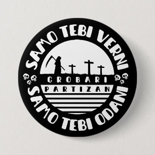 Grobari Partizan Zwart Witte  Ronde Button 7,6 Cm