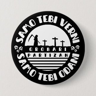 Grobari Partizan Zwart Witte  Ronde Button 7,6 Cm