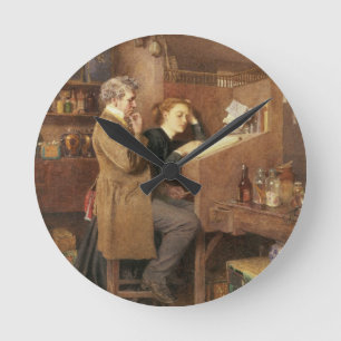 Grocer en vrouw, 1868 ronde klok