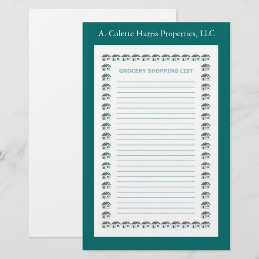 Grocerende notitie Pad - Ontwerp 3 Briefpapier (Voorkant / Achterkant)