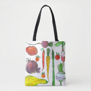 Grocering van de markt voor groenten en fruit tote bag