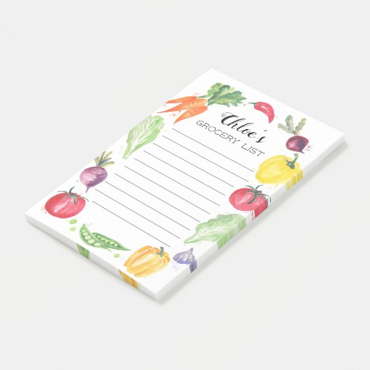 Groceringslijst van groenten en fruit, vers Waterv Post-it® Notes (Schuin)