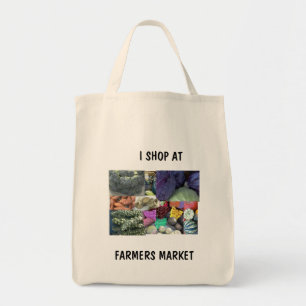 GROCERY BAG - I SHOP AT, FARMERS MARKT TOTE BAG