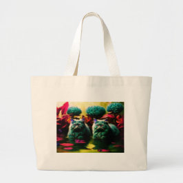 Grocery Bag with Cat Illustration Grote Tote Bag