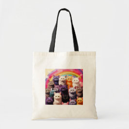 Grocery Bag with Cat Illustration Tote Bag