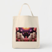 Grocery Bag with Cat Illustration Tote Bag (Voorkant)