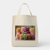 Grocery Bag with Cat Illustration Tote Bag (Achterkant)