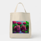 Grocery Bag with Cat Illustration Tote Bag (Achterkant)
