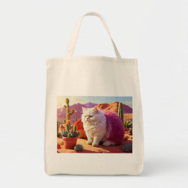 Grocery Bag with Cat Illustration  Tote Bag