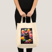 Grocery Bag with Cat Illustration Tote Bag (Voorkant (product))