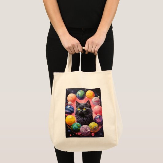 Grocery Bag with Cat Illustration Tote Bag (Voorkant (product))