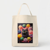Grocery Bag with Cat Illustration Tote Bag (Voorkant)