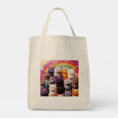 Grocery Bag with Cat Illustration Tote Bag (Achterkant)