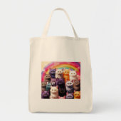 Grocery Bag with Cat Illustration Tote Bag (Voorkant)