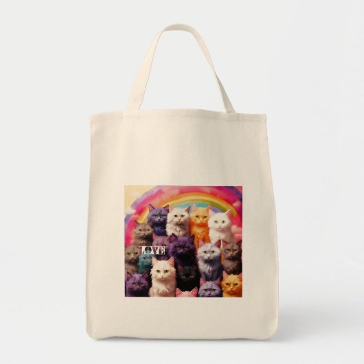 Grocery Bag with Cat Illustration Tote Bag (Voorkant)