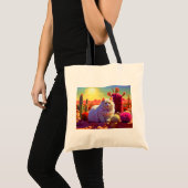 Grocery Bag with Cat Illustration Tote Bag (Voorkant (product))