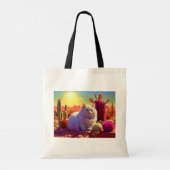 Grocery Bag with Cat Illustration Tote Bag (Achterkant)