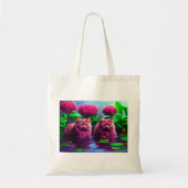 Grocery Bag with Cat Illustration Tote Bag (Voorkant)