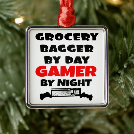 Grocery Bagger houdt van videospelletjes spelen Metalen Ornament (Boom)