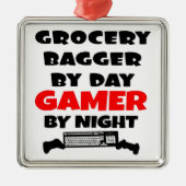 Grocery Bagger houdt van videospelletjes spelen Metalen Ornament (Voorkant)