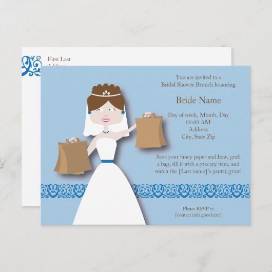 Grocery bruiloft douche Uitnodigen Uitnodiging Briefkaart (Voorkant / Achterkant)