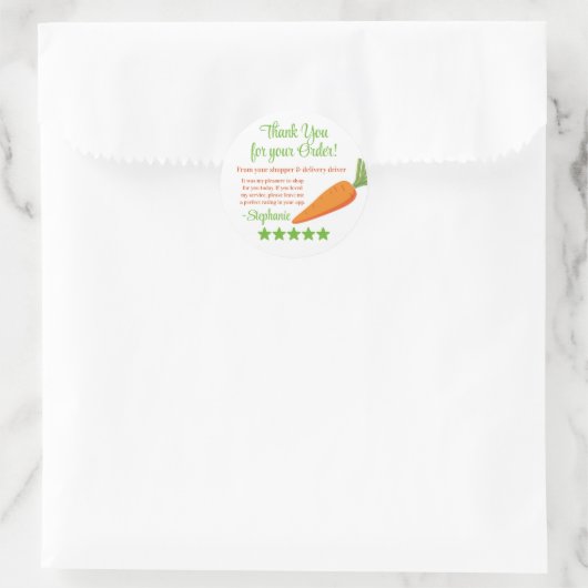 Grocery Delivery Service Thank You Review Stars Ronde Sticker (Tas)