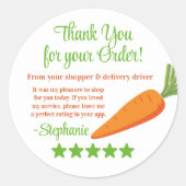 Grocery Delivery Service Thank You Review Stars Ronde Sticker (Voorkant)