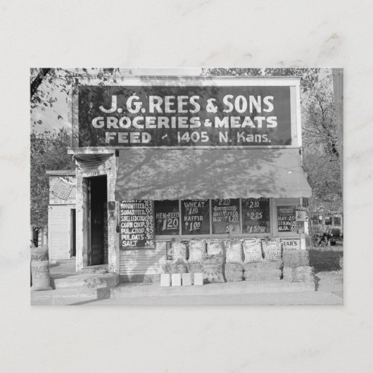 Grocery & Feed Store, 1938 Briefkaart (Voorkant)