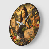 Grocery Funny Mona Lisa Shopping Lover Gift Grote Klok (Hoek)