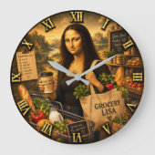 Grocery Funny Mona Lisa Shopping Lover Gift Grote Klok (Voorkant)