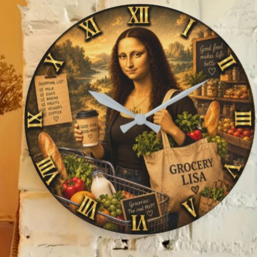 Grocery Funny Mona Lisa Shopping Lover Gift Grote Klok