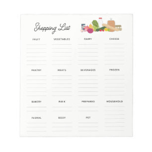 Grocery Shopping Bewerkbare lijst Items Klein Noti Notitieblok