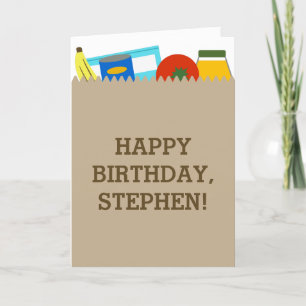 Grocery Store Supermarket Bag Sack Birthday Kaart