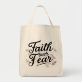 Grocery Tote Bag with Bible Faith Over Fear Floral (Voorkant)