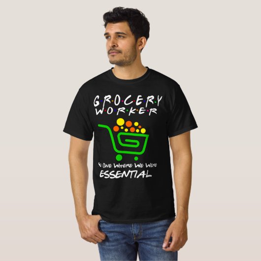 Grocery Worker Essential Work Souvenirs T-shirt (Voorkant volledig)