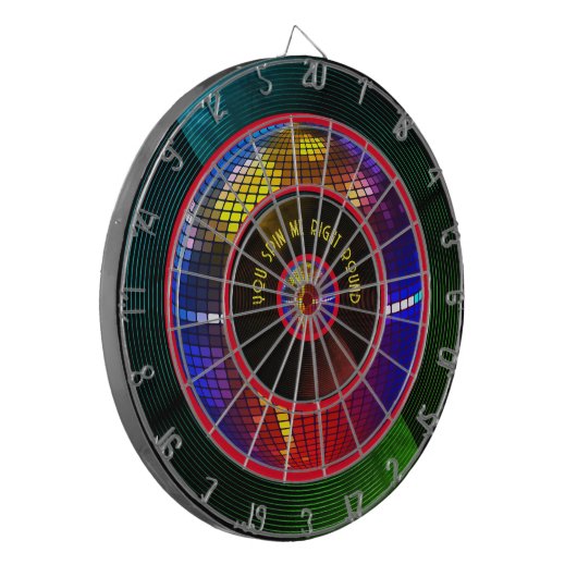 Groef in Stijl met Onze Spin Me Rechts Ronde Dartbord (Voorkant Links)