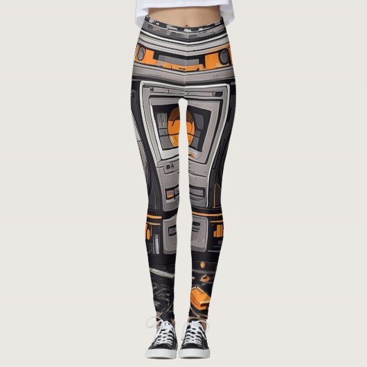 Groef in stijl: Retro Boombox Leggings (Voorkant)
