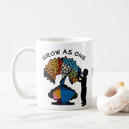 Groei als één koffiemok (Met donut)