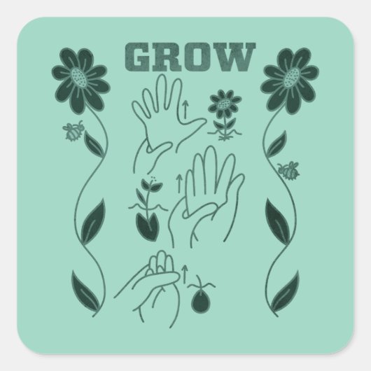 Groei - ASL Design Vierkante Sticker (Voorkant)