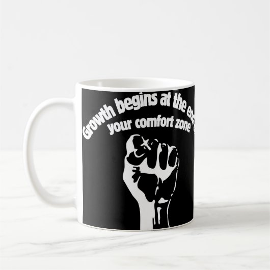 Groei begint aan het einde van je comfortzone koffiemok (Links)