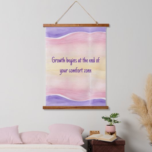 Groei begint met houten wandtapijt hangend wandkleed (Slaapkamer)