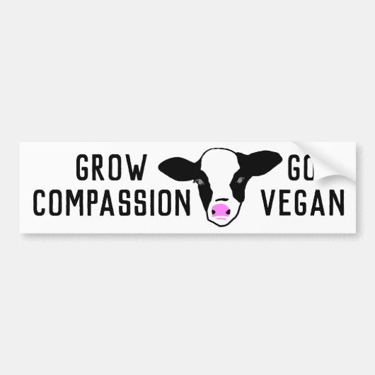 Groei Compassie - Go Vegan - Baby Cow Bumpersticker (Voorkant)