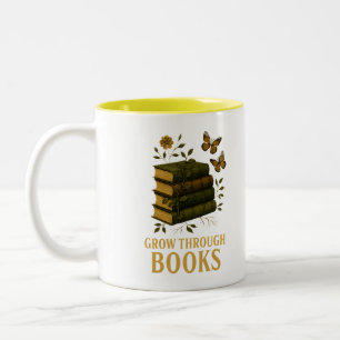 Groei door boeken Natuur Boek Kunst Tweekleurige Koffiemok
